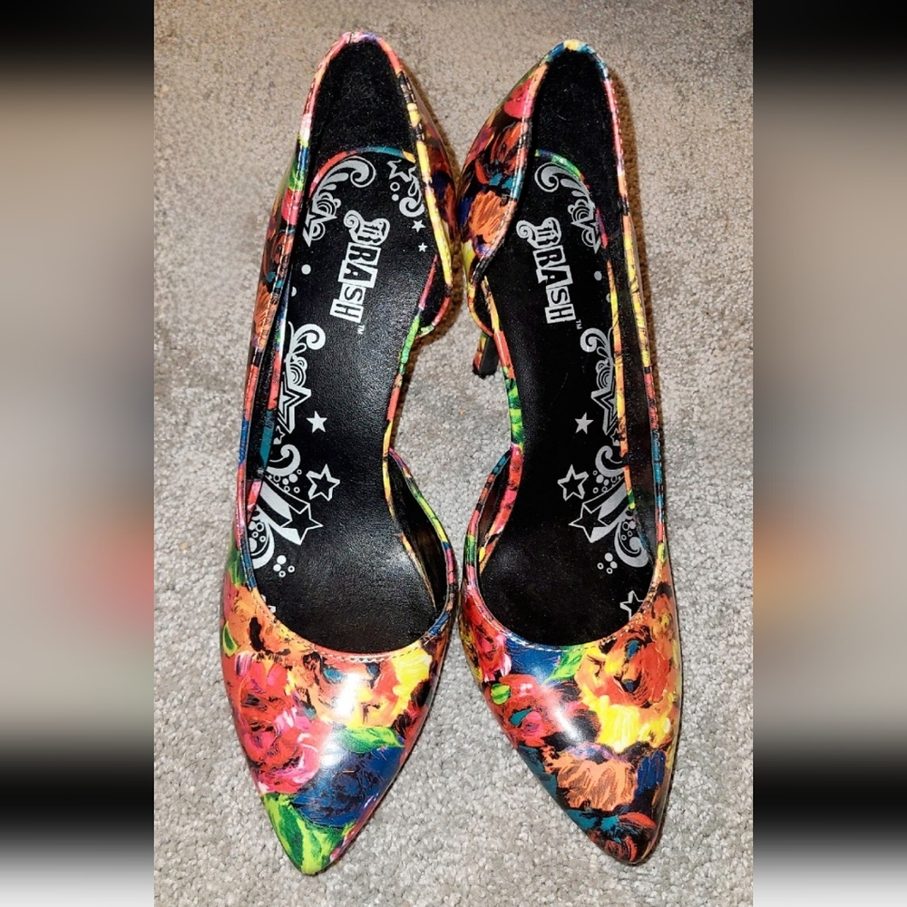 Trash Floral Heels Stilettos Shoes Size 6 Womans Like New